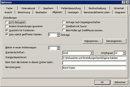 Allgemeine Optionen