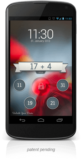 Beispiel eines UnlockYourBrain Lockscreens auf einem Nexus 4 Smartphone