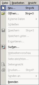 Menü Datei