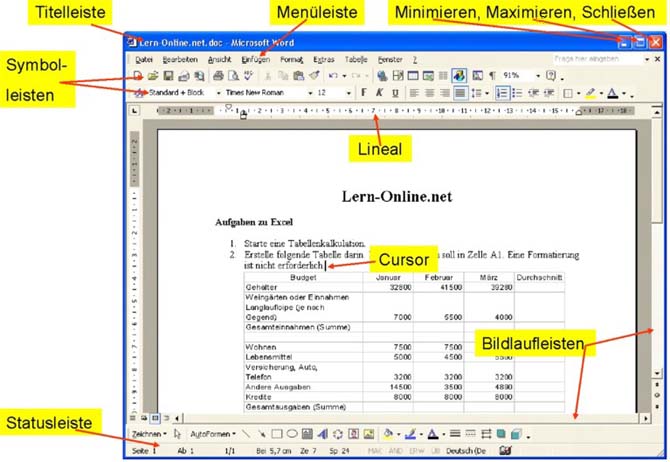 Word Anwendungsfenster
