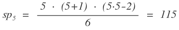 Beispiel einer Berechnung der siebeneckigen Pyramidalzahl von 5